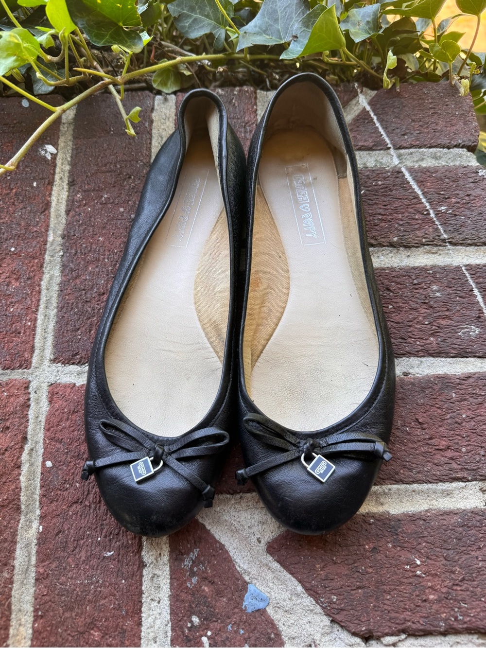 COACH poppy Black Leather Ballet Flats